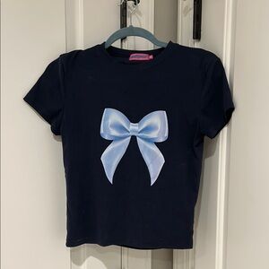 Navy Blue Shirt with Bow